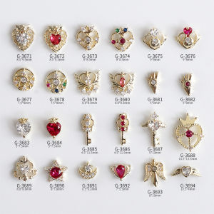 The Heart of Shenyu Shows Noble Color Zircon Nail Ornament Wings Key Goddess Elegance Red Diamond Gold Nail Accessories