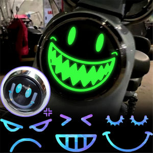 4pcs Luminous Emoticon Headlight Car Decals Personalized Night Visibility Waterproof Stickers for Vehicle Customization Style