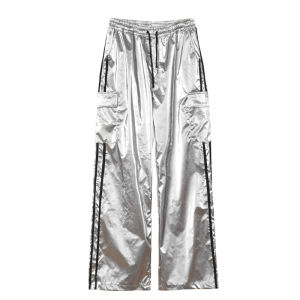 ชุดเต้นแจ๊สแบบลำลองสีเงินโลหะแขนยาวหลวมๆ ชุดเต้นรำแบบสวมหัวแบบสวมหัวสำหรับทีม