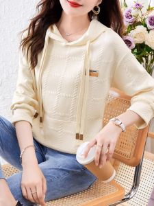 WANGGONGZHU | French Style Hoodie Women Spring Autumn New Loose Slimming Casual Top Simple Fashionable Long Sleeve Regular Length Commute