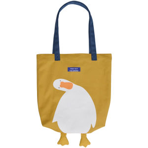 Adorable Large Canvas Duckling Tote Bag: Cute Cartoon Animation Pattern Soft Shoulder Satchel with Zipper Pocket for Casual Use