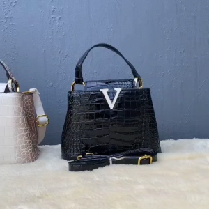 BJ61923 - BLACK/WHITE - TAS SLEMPANG HANDBAG TAS WANITA MOTIF V FASHION IMPORT MODIS ELEGAN TERMURAH TERLARIS TERBARU TAS BATAM ZCJ1923