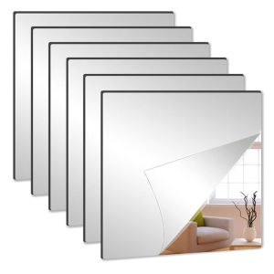 30x30cm HD Mirror Full Body Mirrors Square Self-adhesive Wall Mirror Bent Acrylic Wall Stickers for DIY Living Room Bathroom Home Decoration