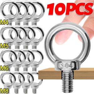 Dizoey 10Pcs Stainless Steel Lifting Eye Screw M4 M5 M6 M8 Eyebolt Ring Hooking Nut Screws Easy Installation Marine Rigging Accessories