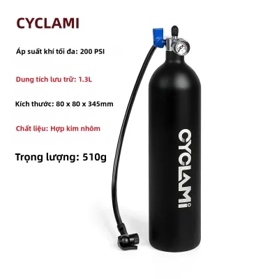 Bình Khí Nén Xe Đạp CYCLAMI 200 PSI Bình Chứa Khí Nén Nhôm Áp Suất Cao Với Đồng Hồ Đo Áp Suất Dành Cho Lốp Xe Đường Trường Và Xe Đạp Leo Núi
