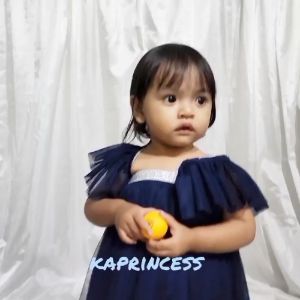 Dress Navy Party Dress Anak anak 1 Tahun Import Korean Style Mewah GRATIS PITA Navy Shirt Baju Bayi 6 12 Bulan Navy Blue Biru Gaun Tutu Rok Mekar Bahan Tile Brukat Premium KAP110