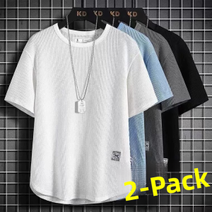 Loose Mens Short Sleeve T-Shirt Summer Casual White Versatile Half Sleeve Body T-Shirt Trendy Youth Popular round Neck Top