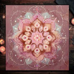 VIKAMA Elegant Light Pink Mandala Tablecloth Tarot Reading Meditation Party Altar Cloth Home Decoration