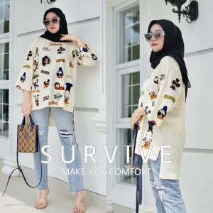 Atasan Wanita Oversize Ld 120 / Baju Oversize Wanita Lengan 7/8