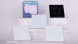 SMATRUL Smart Light SwitchWifi switch NO Neutral Wire Tuya APP 2.4GHz WiFi White 1/2/3/4 gang Tempered Glass Touch Panel Touch Wall Mount Switches Works for Alexa/ Google Home
