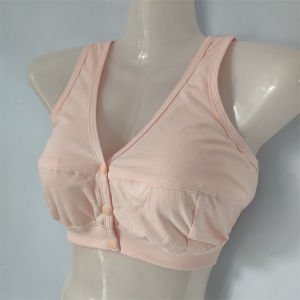 Womens Thin Bra Pure Cotton Intimates Plus Size Middle-Aged Mom Front Buckle Bra Sports Vest Type without Steel Ring