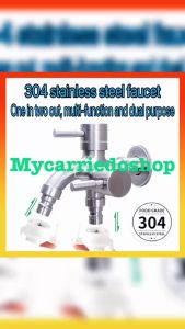 SUS 304 high-quality durable commercial laundry room stainless steel faucet steel one in two out two way cleaning faucet