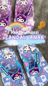 Sandal Jepit Anak Perempuan Motif Karakter Sanrio Kuromi Size 24-35