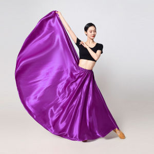 Váy Dài Bằng Vải Satin Dành Cho Nữ Dây Thắt Lưng Co Giãn Phòng Khiêu Vũ Latin Múa Bụng Váy Biểu Diễn Vòng Tròn Đầy Đủ Polyester Vila & Yomi
