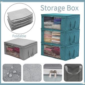 Foldable Clothes Storage Box Wardrobe Organizer Closet Organizer Large Capacity Compartment Storage