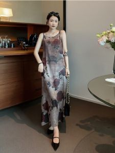 Đầm Đi Biển Mùa Xuân Mới Thời Trang Giản Dị Sang Trọng Kiểu Pháp Thanh Lịch Cho Nữ Đầm Dài Không Tay Cổ Tròn Dáng Chữ a