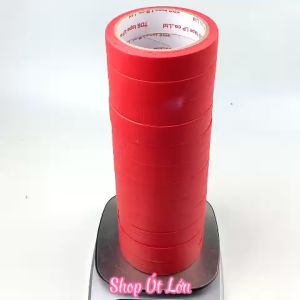 Băng keo giấy màu đỏ rộng 2.4cm dài 25 mét lõi giấy 3mm - 1 cây có 12 cuộn