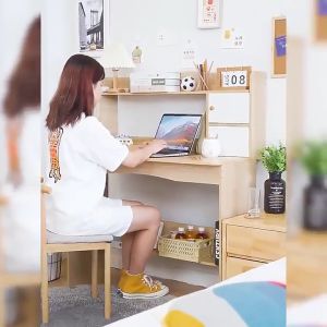 Meja Belajar 80CM dengan Laci Kabinet Meja Komputer Meja Belajar Meja Komputer【Garansi lima tahun】