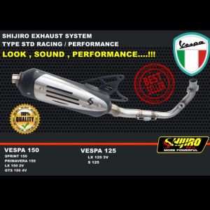 Knalpot Standar Racing Vespa Matic 3v type Performance Shijiro Racing Original