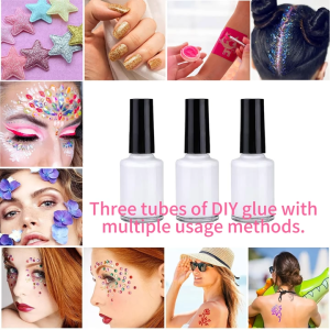 3Pcs Body Shimmer Glue Waterproof Sweat‑Proof Long‑Lasting Adhesive for Glitter Tattoo & Artistic Body Makeup for Party Carnival Halloween Cosplay