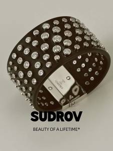 Sterling Silver Moissanite Leather Bracelet Rivet Design