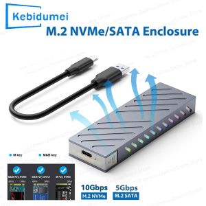 KEBIDUMEI M2 SSD Case M.2 NVMe SATA SSD Enclosure 10Gbps USB 3.1 Type C External Box Aluminum Adapter Supports M And B&M Key