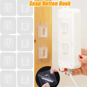 ตะขอกาวแบบหัวเข็มขัดใส 5 คู่ ตะขอติดผนังแบบมีกาวสองหน้า ที่ยึดอเนกประสงค์แบบไม่ต้องเจาะ ตะขอแปะแบบติดผนังสำหรับยึดเราเตอร์