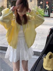 Yellow Loose Design Butterfly Knot Slimming Sun Protection Womens Jacket Lightweight Casual Outerwear Spring 2025 New Style