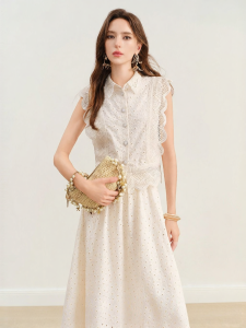 BADINA | Lace Embroidery Hollow-out Slim Fit Premium Flirty Sleeve Womens Blouse White