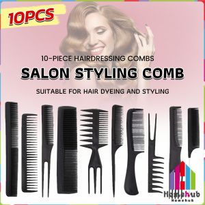Homehub 10 Pcs/set Styling Comb Black Professional Salon Hair Styling Barbers Brush Combs Set
