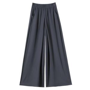 LANGPIN | Black Ice Silk Wide Leg Skirt Pants Womens High Waist Loose Summer Thin Suit Pants Skirt Street Style Sport Casual