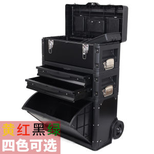 Draw-Bar Toolbox Multi-Functional Three-Layer Combined Pull Rod Hardware Toolbox Movable Hardware Tool Car with Wheels
