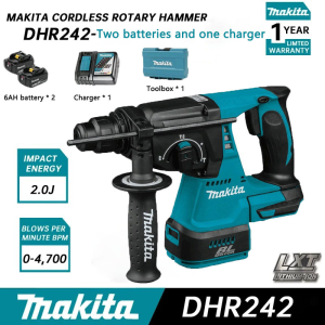 【Original facturer/Warranty 1 years】Makita electric drill DHR242 18V rechargeable impact drill universal impact drill concrete impact drill 2 electric 1 charging