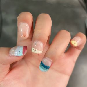 Handmade Detachable Cat Forest Rainbow Color Nail Art Pure Handmade Wearable Nails Cute Temperament Nail Tips False Nails