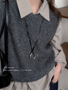 Spring Versatile Geometric Ring Pendant Necklace Long Sweater Chain Clavicle Chain Neck Chain Jewelry Hoodie Chain Womens Accessory