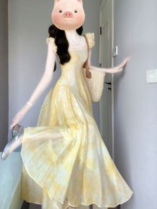 CHANGTONG | Elegant and Unique French Style Sweet Cap Sleeve Slimming Dress