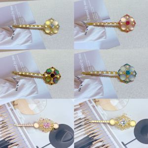 Fancy Jewelry K9 Vintage Style Turquoise Diamond Side Bangs Clip One Word Hair Clip Fashionable Hair Accessories Alloy/Plated