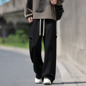 Quần Ống Rộng Dáng Rộng Thoải Mái Cho Nam Mùa Xuân Thu Phong Cách Mới Quần Dài Thể Thao Trẻ Trung Rộng Rãi Cạp Cao Bằng Cotton