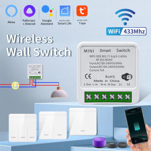 WiFi Smart Light Switch Smart Home Wireless RF 433mhz Push Button Wall Switch Work With Smart Life App Alexa Google Home Alice