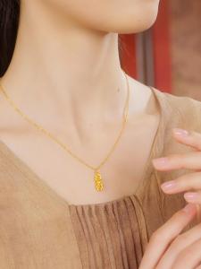 ZHOU LIU FU 周六福 24K Solid Gold Pendant Vajra Pendants Protection Spiritual Jewelry Chinese Gift for Men Women Friend Birthday Anniversary (Not Include Necklace) A0415255