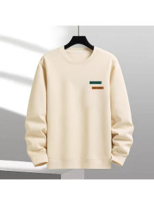 Fall and Winter Heavy Weight Solid Color Printing Long Sleeve Crew Neck Sweater Men Fashion Brands Plus Size Loose Inner Wear Casual Bottoming Top