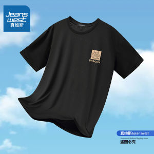 Jeanswest Ice Silk Quick Dry Short Sleeve T-Shirt Mens Summer 2024 New Mesh Breathable Casual Top Polyester Spandex Blend