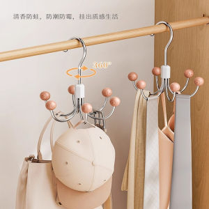 ตัวล็อกห้อยหมวกหกข้างแบบหมุนได้สำหรับตู้เสื้อผ้า ที่แขวนเชือก ตู้เสื้อผ้า กระเป๋า ที่แขวนผ้าเช็ดตัว ตู้เสื้อผ้า จัดระเบียบได้อย่างมีประสิทธิภาพ