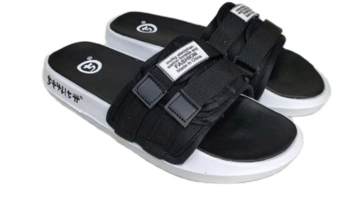 Dj style -  Fashion Oval Distro Sol Putih - Sandal Slide Pria Distro Karet - Sendal SELOP PRIA Wanita Korean Style Kekinian 2024