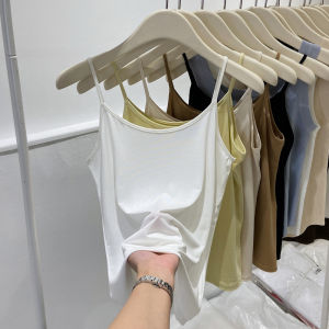 Womens Thin Strap Vest Summer 2025 New Modal Soft Short Top Skin-friendly Backless Base Layer Tank Top Commute Style Pure Color