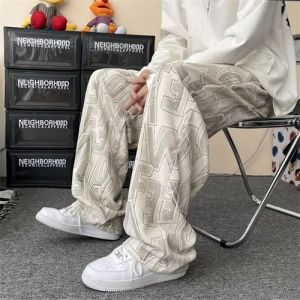 American Style Fleece Lined Corduroy Casual Pants Men Women Loose Wide Leg Hong Kong Style Trendy Brand Autumn Winter Sport Pants