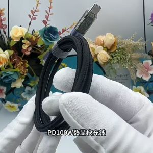 Dây Cáp sạc nhanh 100W 20v 5A Type C to Type C PD Có Màn Hình Hiển Thị Công Suất Cho Điện Thoại Laptop Máy Tính