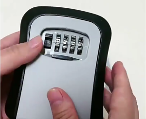 Heavy-Duty Wall Mount & Handle Lock Box with 4-Digit Combination–Secure Key Storage for Home Office