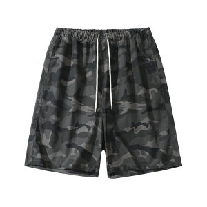 Quần Short Nam Mùa Hè 2025 Quần Short Bãi Biển Rộng Rãi Bằng Cotton Nguyên Chất Quần Short Thường Ngày Họa Tiết Sọc Cỡ Lớn