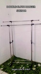 (BAYAR DI TEMPAT) Rak Baju Gantung / Rak Gantung Baju / Rak Baju Double Pole - Clothesrack Double Pole by TOPSELLER1 - Bahan Stainless Steel Anti Karat - Dua Pasak Gantungan Baju - Serbaguna dan Awet